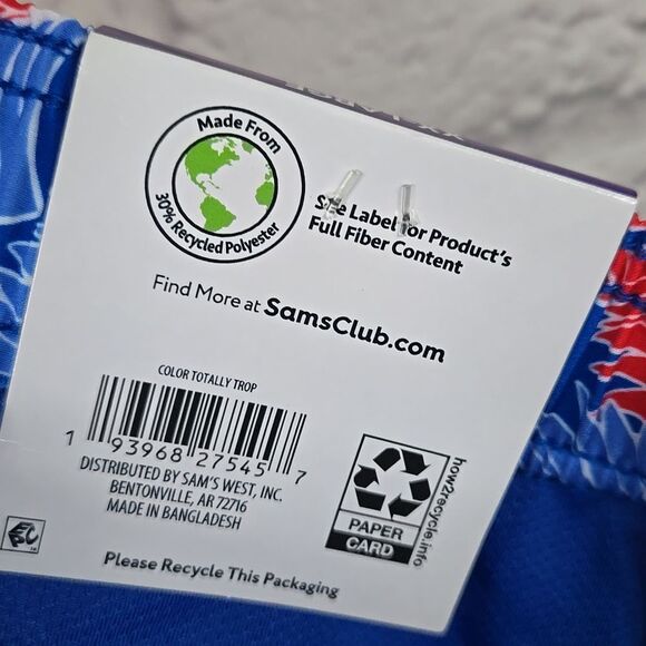 NWT Men's XXL Resort Swim Trunks Red Blue Palm Print Lined Water Shorts Beach - Picture 15 of 15